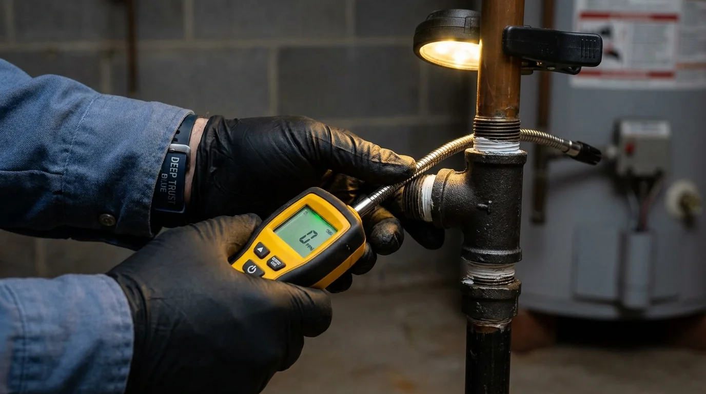 Gas leak detection with electronic sniffer by Johns Plumbing LLC in Planada