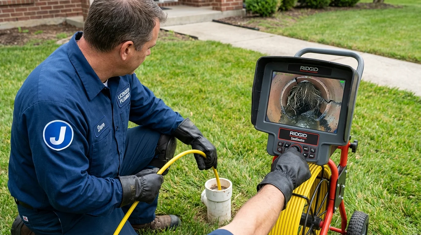 Sewer camera inspection being performed by Johns Plumbing LLC in Planada